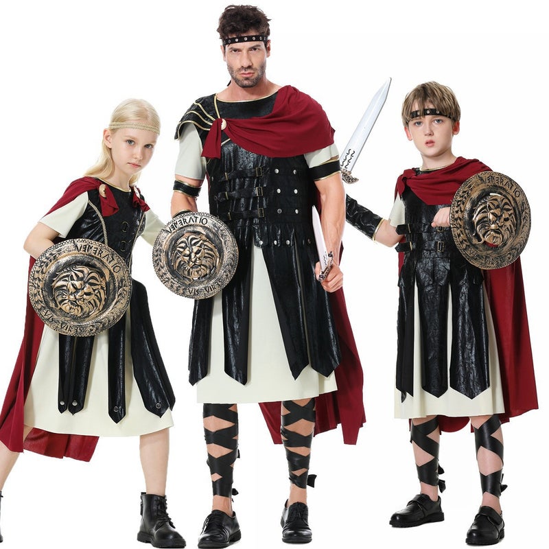 Parent-Child Roman Warrior Cosplay Costume Halloween Family Theme Party Role-Playing Outfit - Image 3